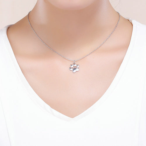 "Always with Me" – Sterling Silver Pet Footprint Necklace in Gold, Rose Gold, or Silver