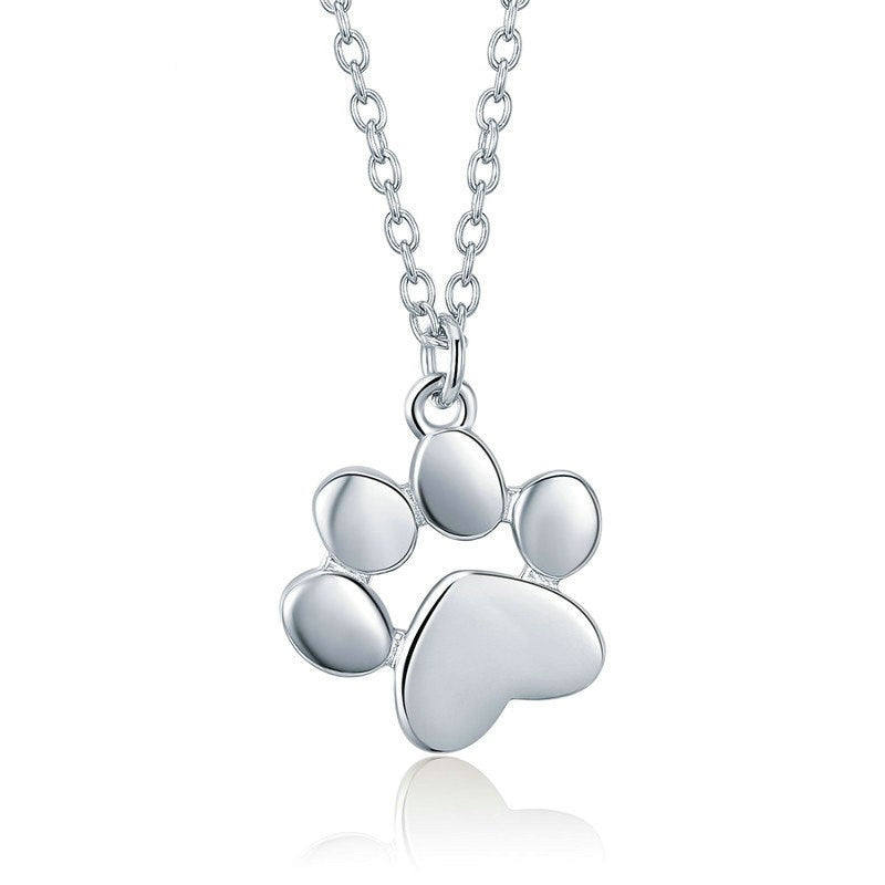 "Always with Me" – Sterling Silver Pet Footprint Necklace in Gold, Rose Gold, or Silver