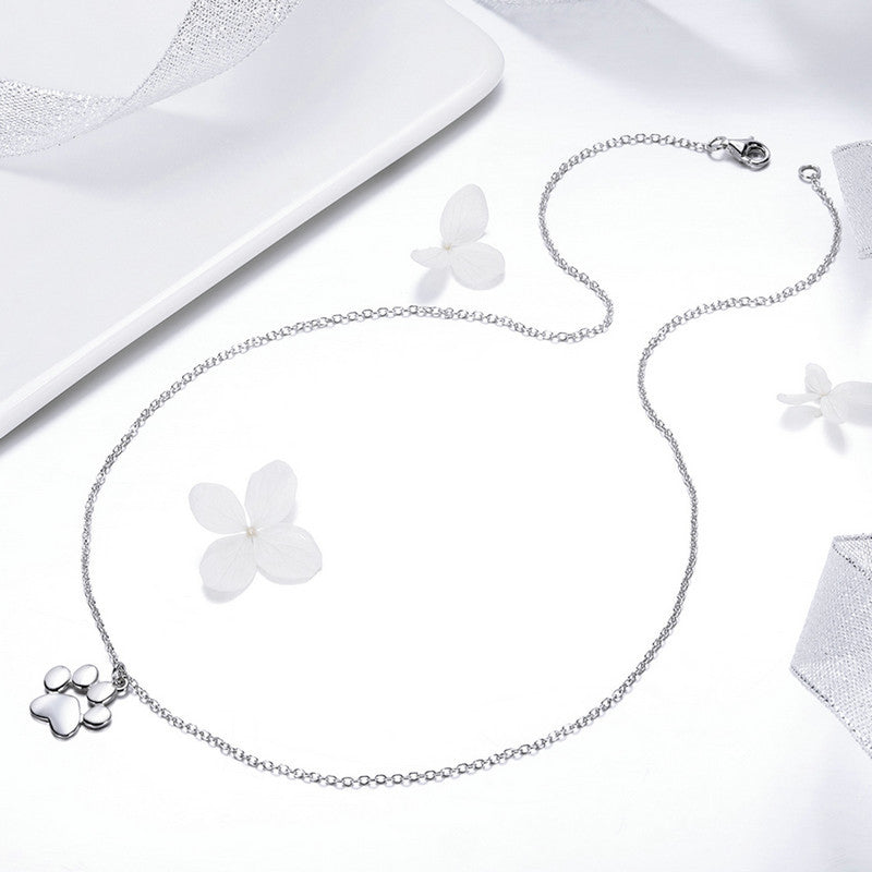 "Always with Me" – Sterling Silver Pet Footprint Necklace in Gold, Rose Gold, or Silver